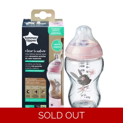 Closer To Nature Bottle 250ml Glass Pink Decorated